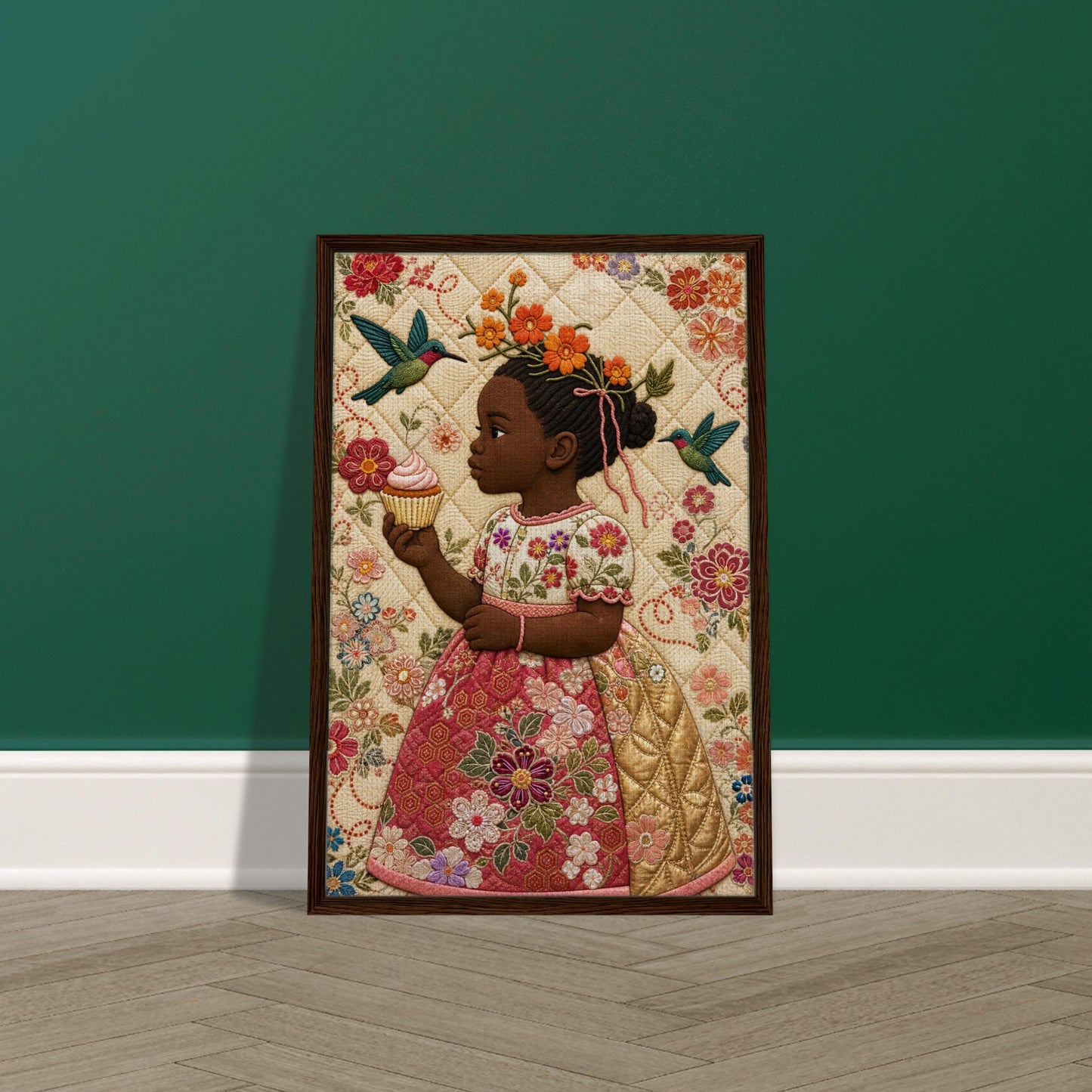 Little Bloom Quilted-Style Museum-Quality Matte Paper Poster