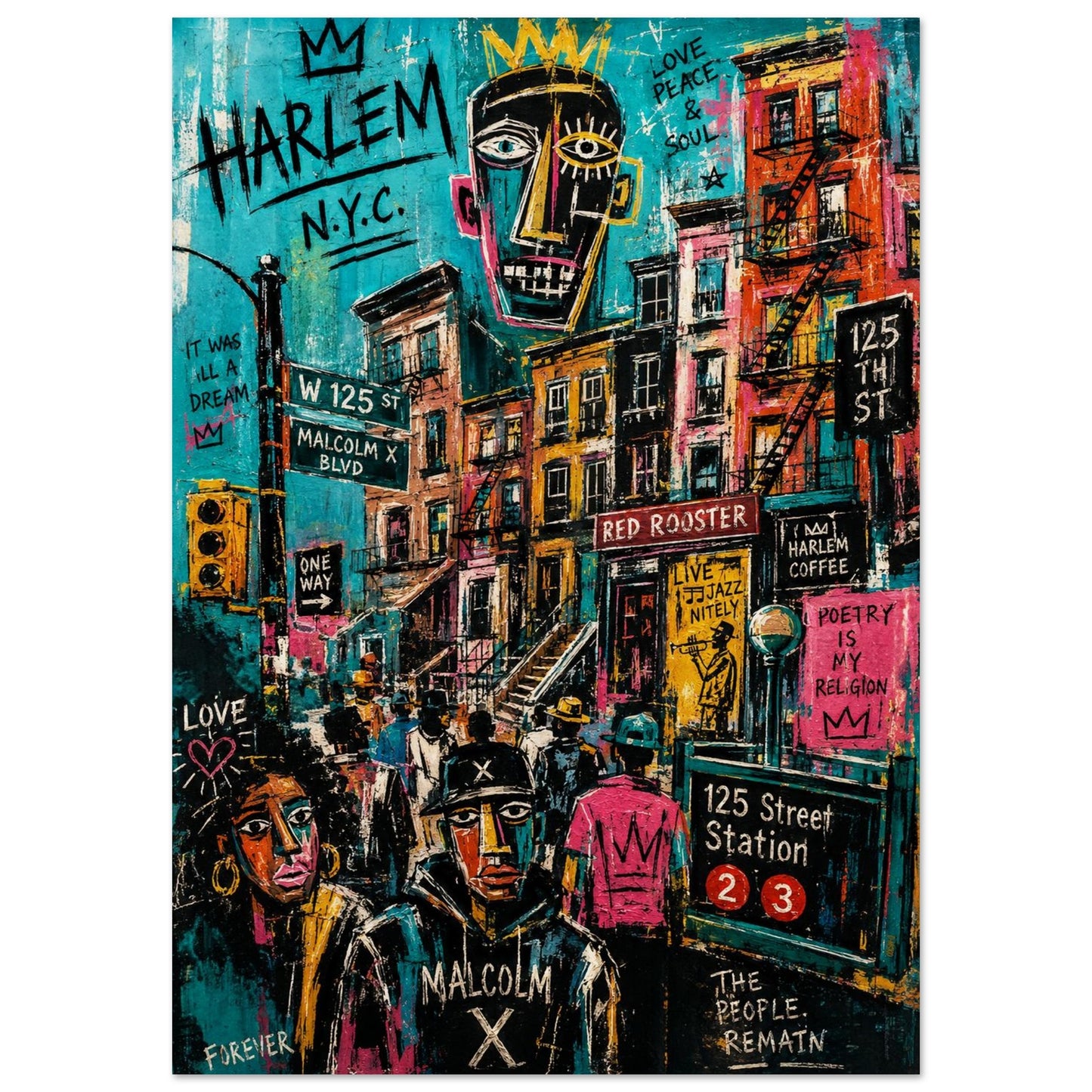 Harlem Rhythm 125 Street-Art Matte Paper Poster - Pop Art Style