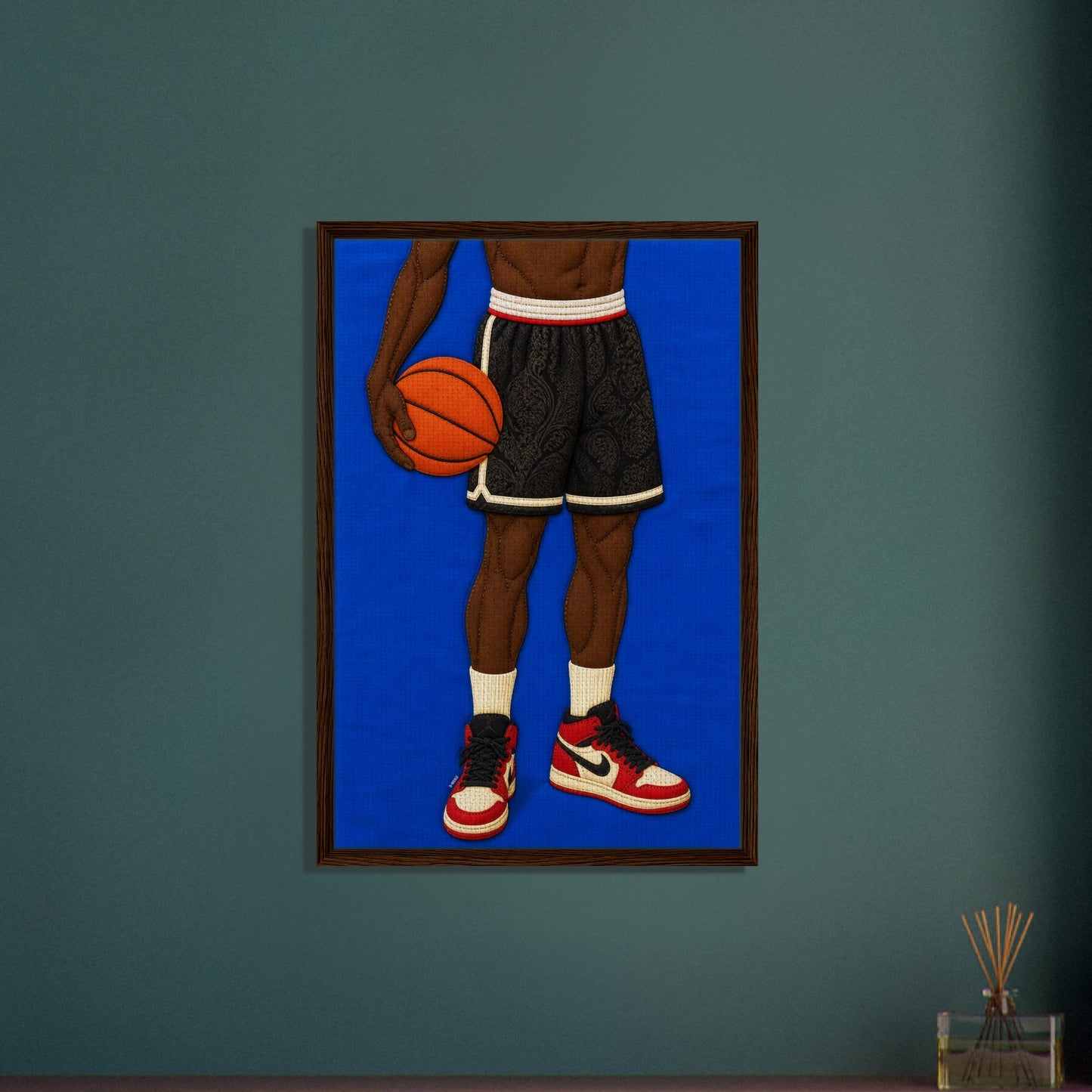 The Quiet Dribble Framed Canvas Quilt-Inspired - Bisa Butler Style