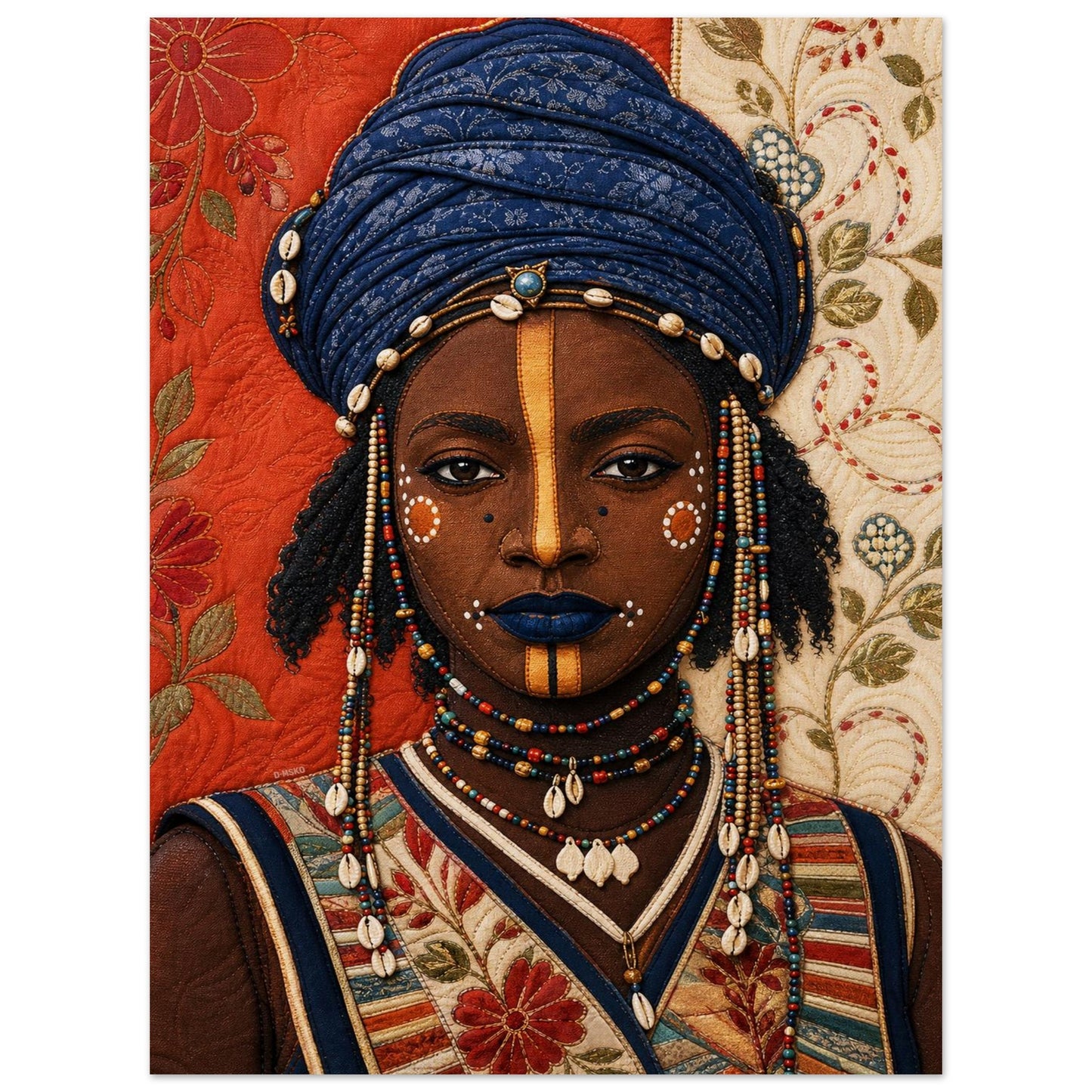 Wadaabe Woman Quilted-Style Matte Paper Poster - Bisa Butler Style