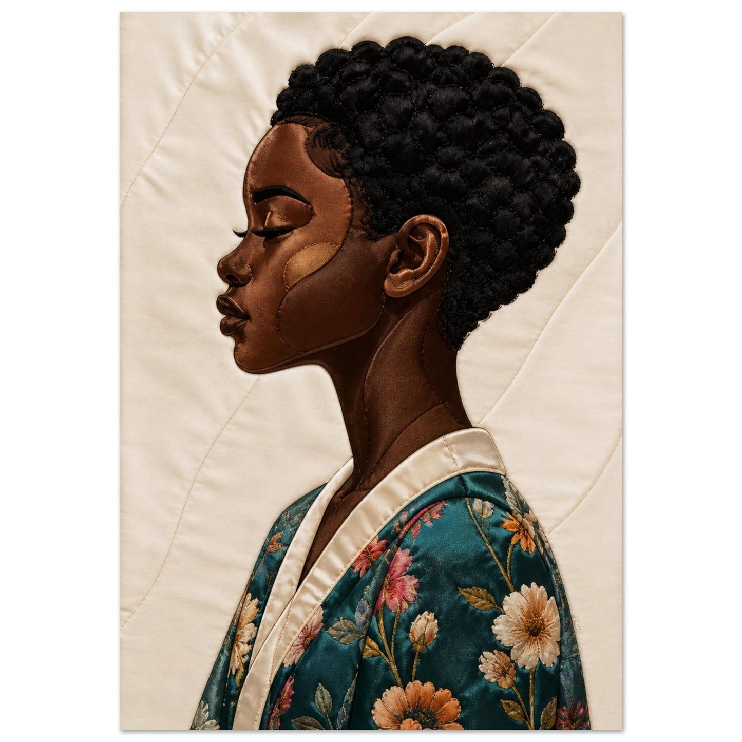 Calm Bloom Quilted-Style Matte Poster in Bisa Butler Style