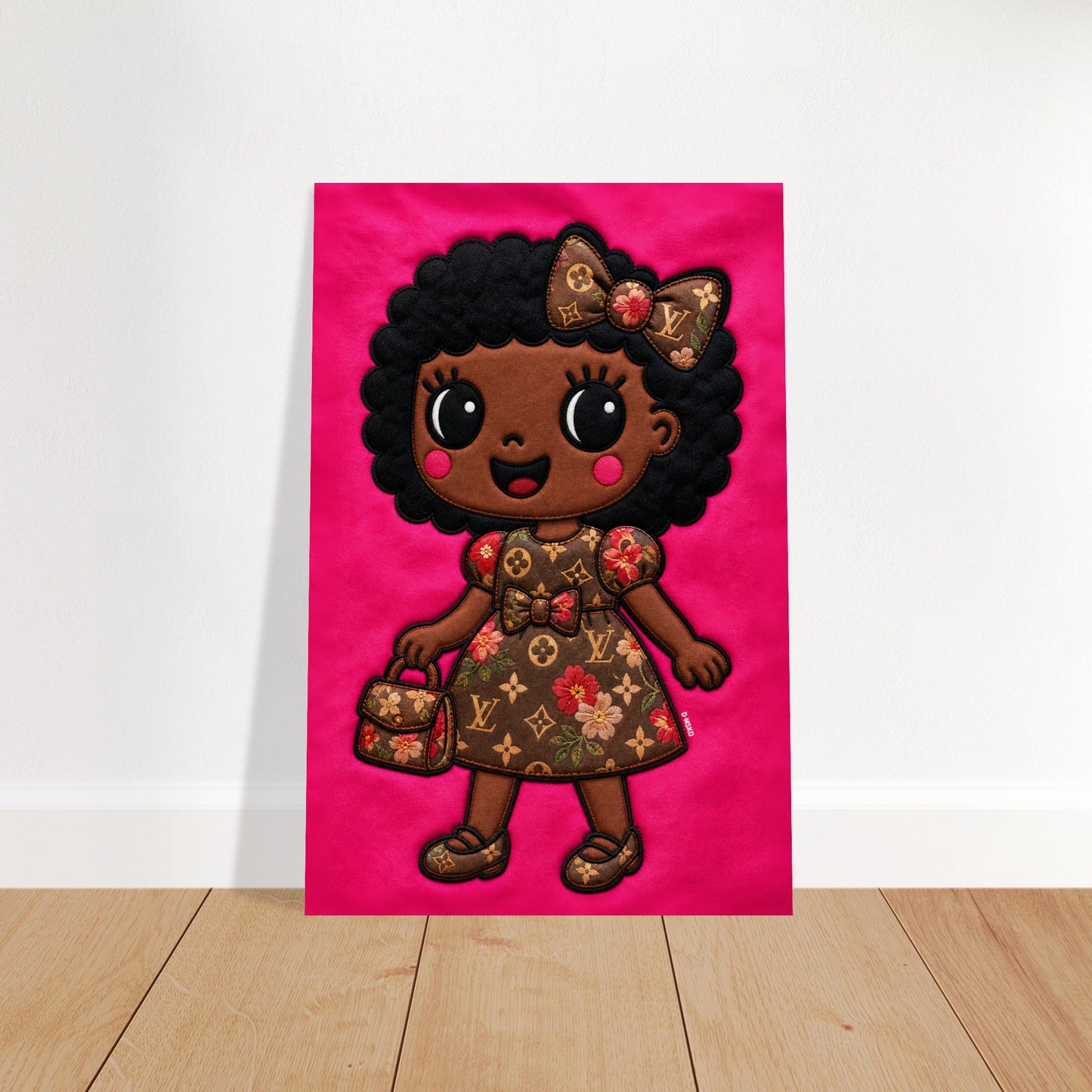 Afro Bow Girl Quilted-Style Museum Quality Matte Paper Poster