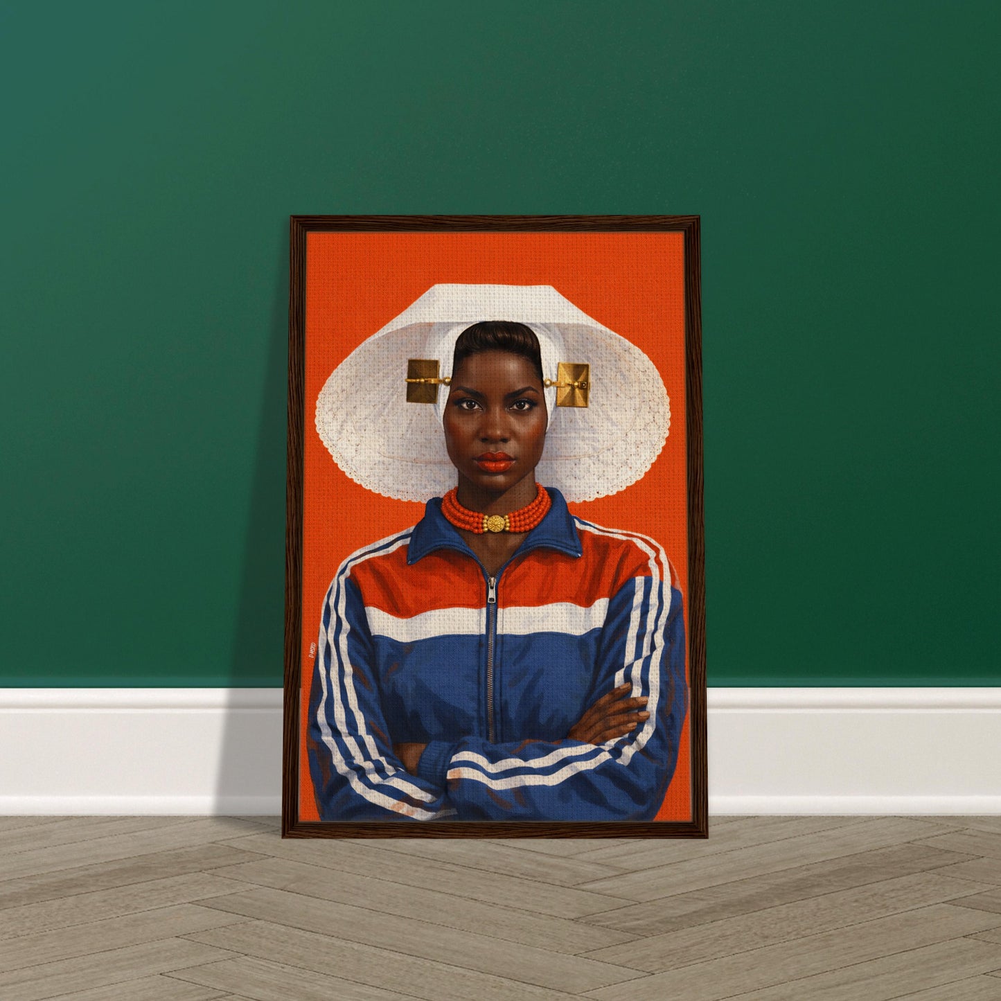 Zeeland Bonnet Portrait Framed Canvas Contemporary-Realist