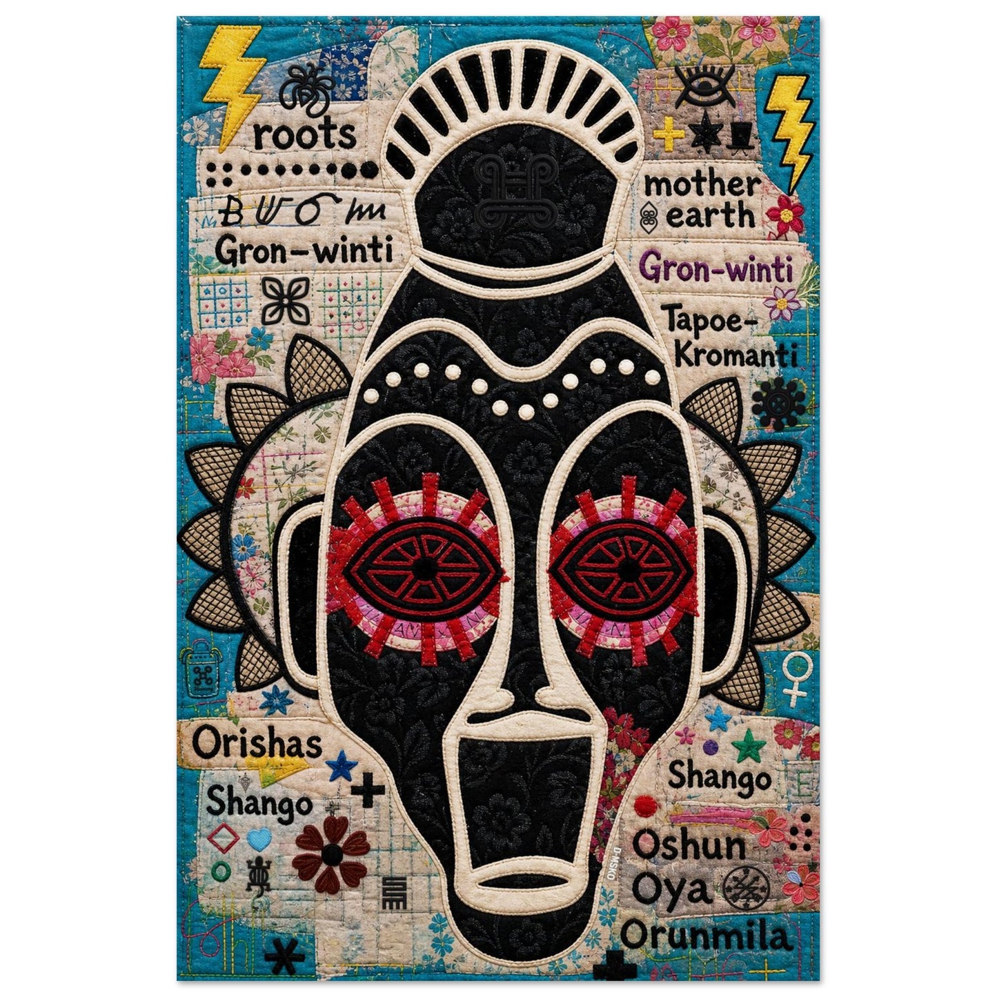 Ancestral Roots Mask Quilt-Inspired Matte Paper Poster