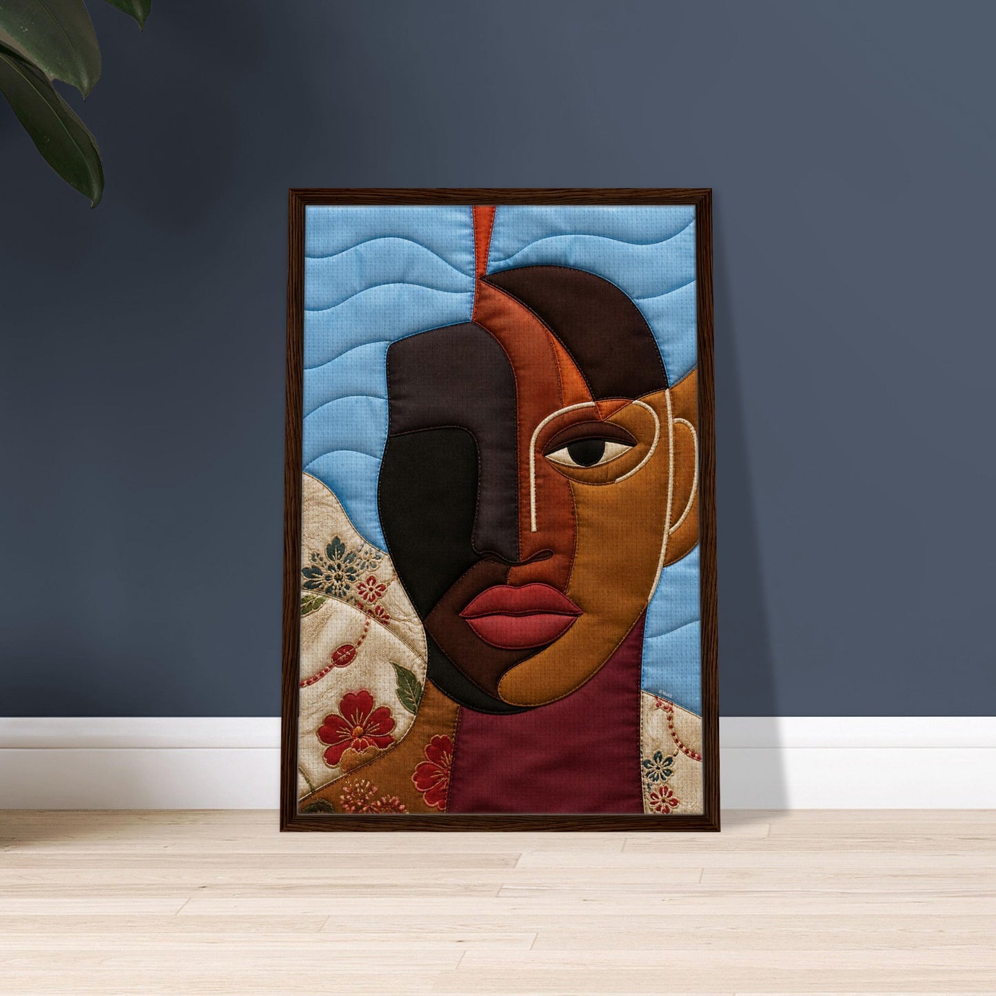 The Split Self Framed Canvas Quilt-Inspired Afrocentric Portrait