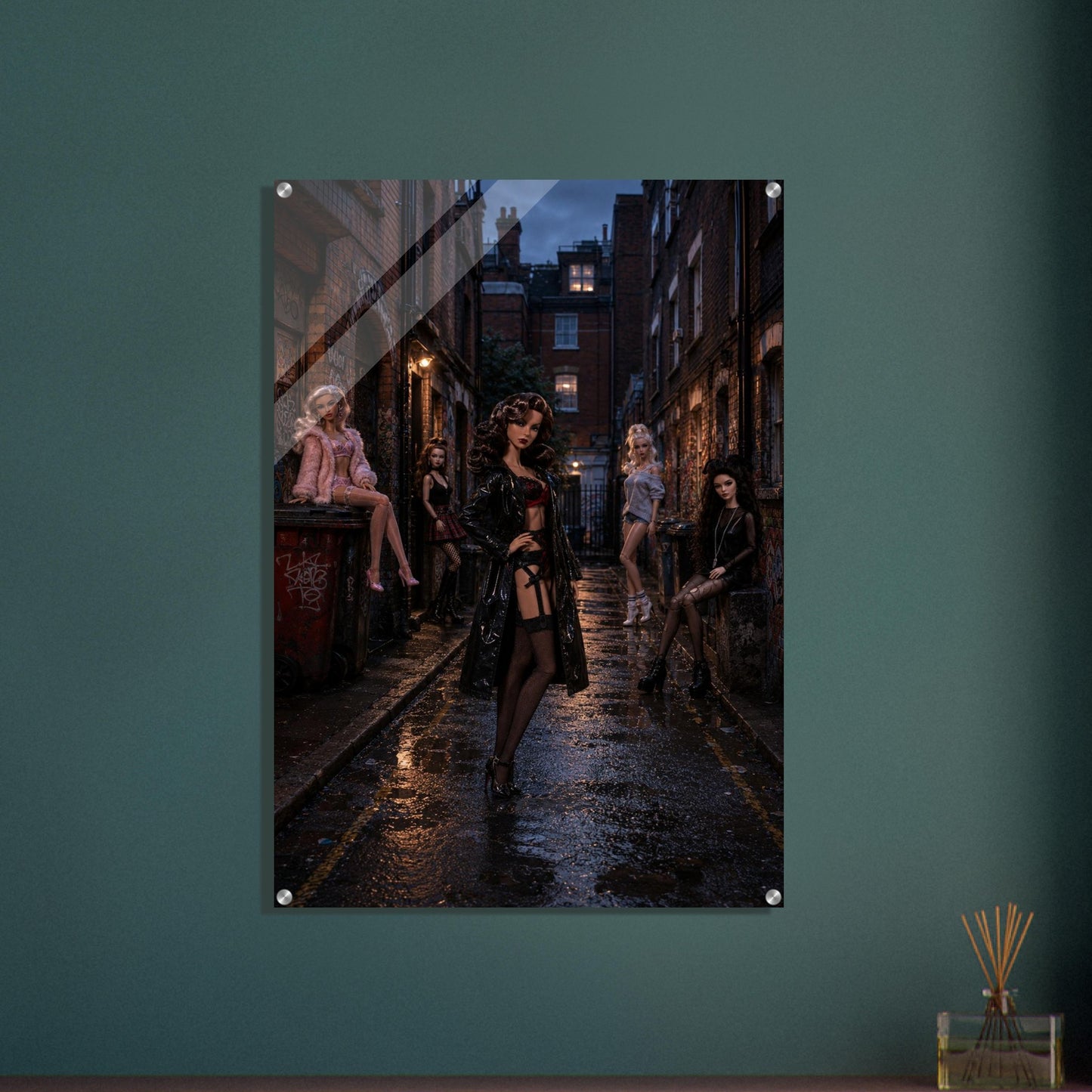 Midnight Doll Alley Acrylic Print Gothic-Fashion - Film-Noir Style