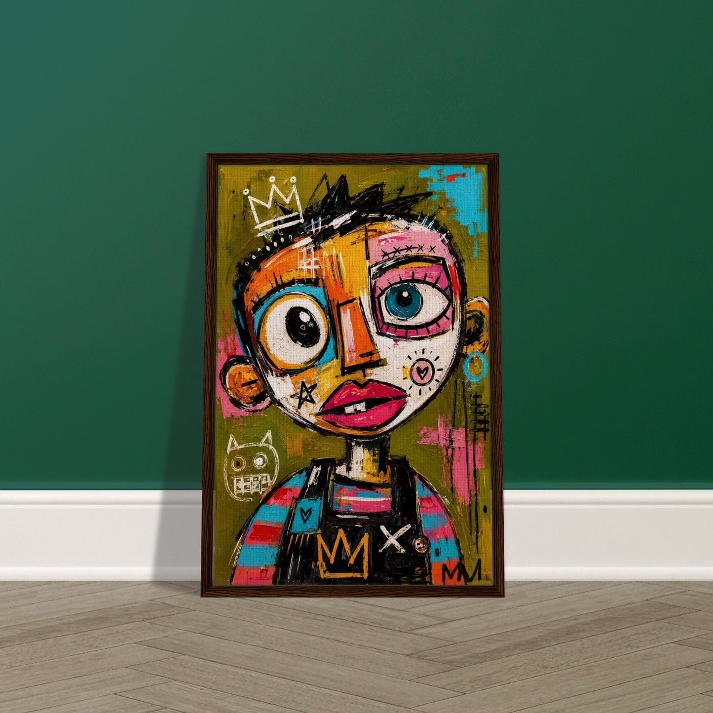 Crowned Rebel Child Framed Canvas Afrocentric Graffiti-Inspired