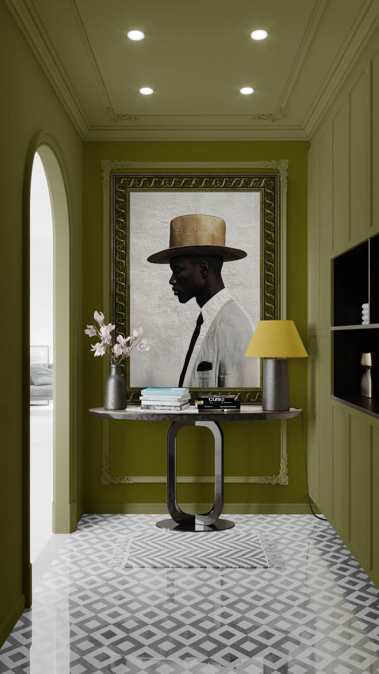 Culture collection cover — minimalist silhouette portrait of a Black man in a wide-brim hat by Damsko Art
