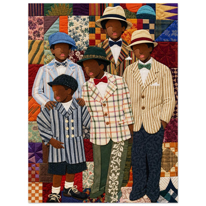 Dapper Brothers Patchwork Matte Paper Poster - Bisa Butler Style