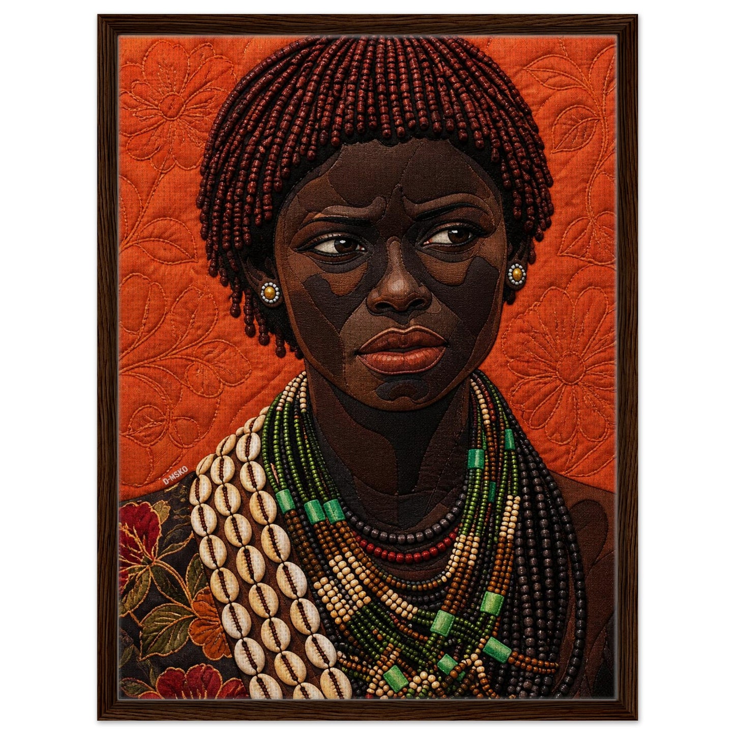 African Portrait Framed Canvas Quilt-Inspired - Bisa Butler Style