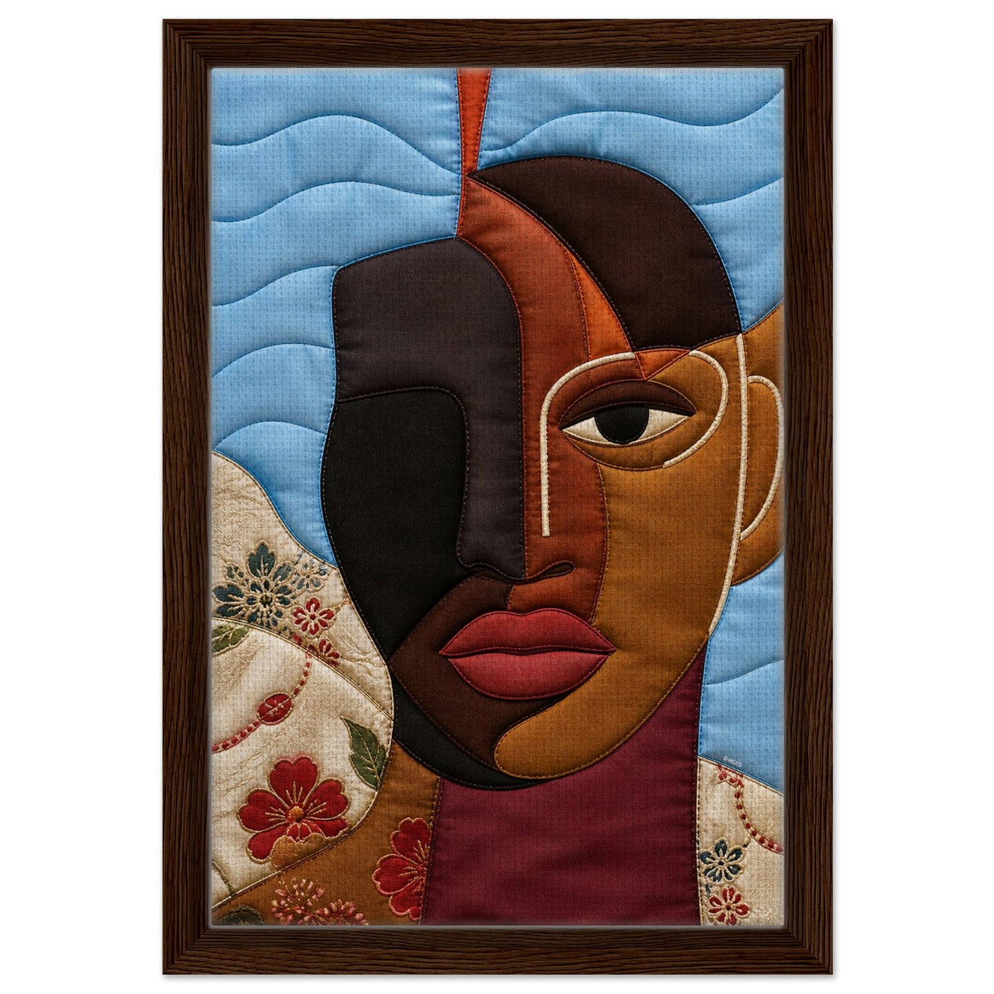 The Split Self Framed Canvas Quilt-Inspired Afrocentric Portrait