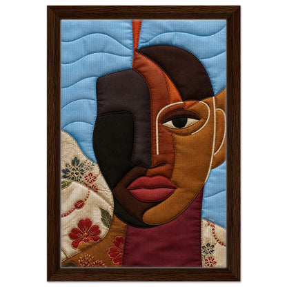 The Split Self Framed Canvas Quilt-Inspired Afrocentric Portrait