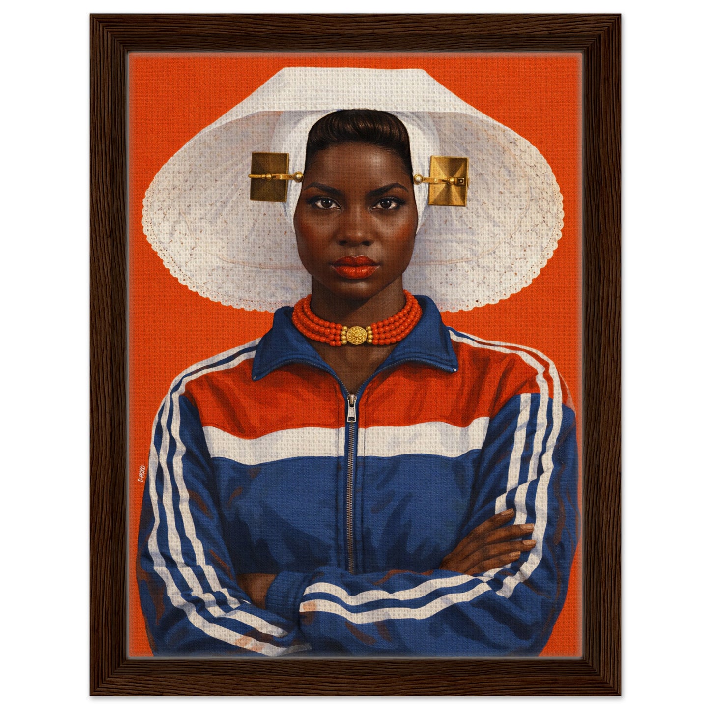 Zeeland Bonnet Portrait Framed Canvas Contemporary-Realist