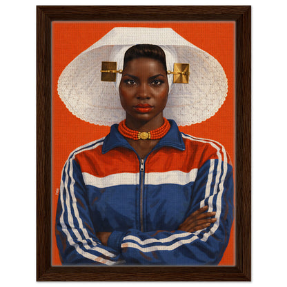 Zeeland Bonnet Portrait Framed Canvas Contemporary-Realist