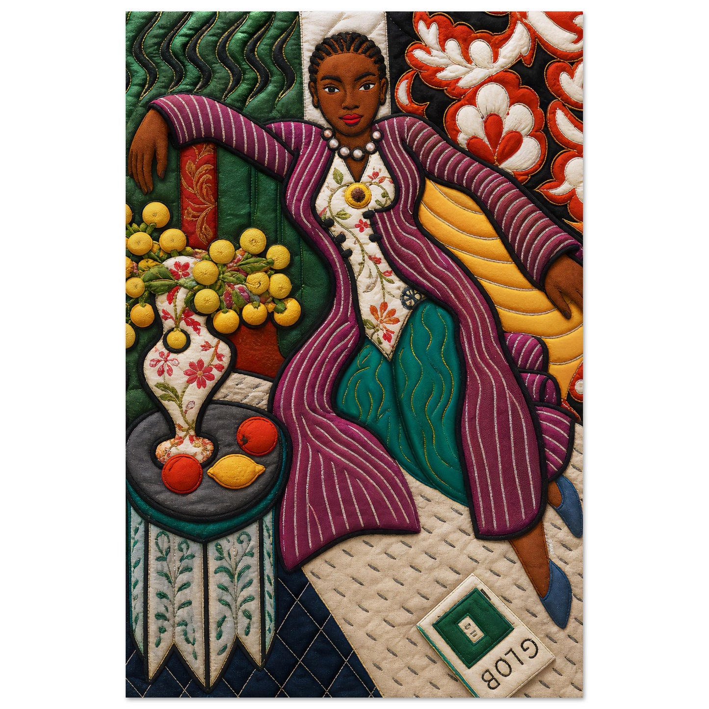 Citrus Lounge Museum-Quality Matte Paper Poster - Quilt-Inspired