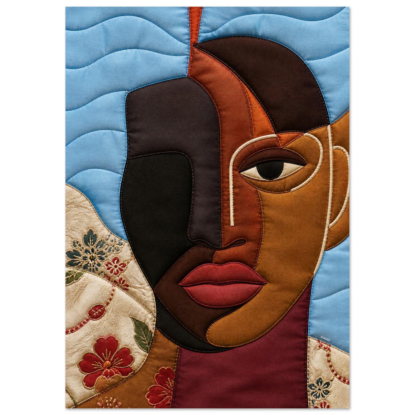 The Split Self Quilt-Inspired Matte Paper Poster - Bisa Butler Style