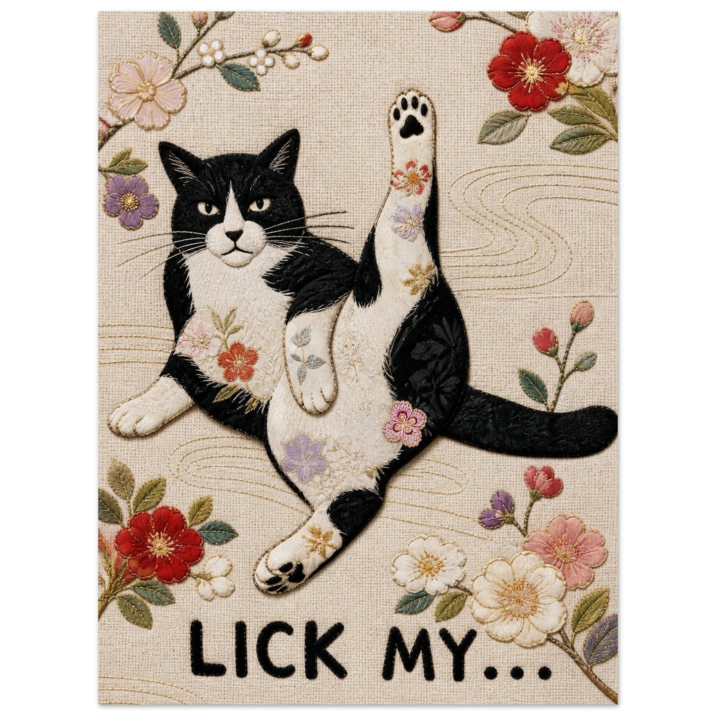 Lick My... Textile-Inspired Matte Paper Poster - Japanese Kimono Style