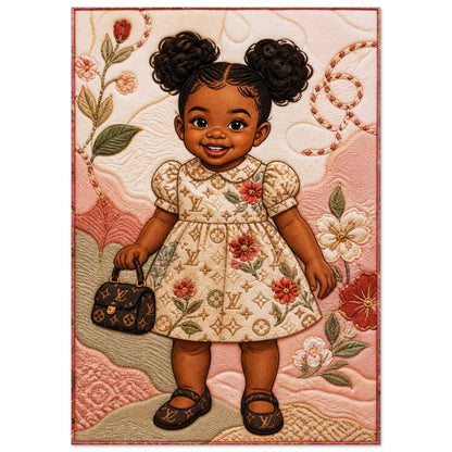 Little Luxe Black Girl Quilt-Inspired Matte Paper Poster - Bisa Butler