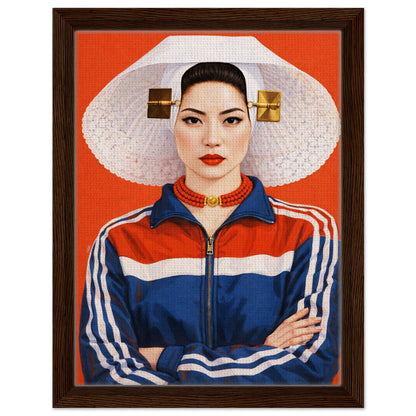 Zeeland Bonnet Dutch Costume Framed Canvas Mixed-Cultural Portrait