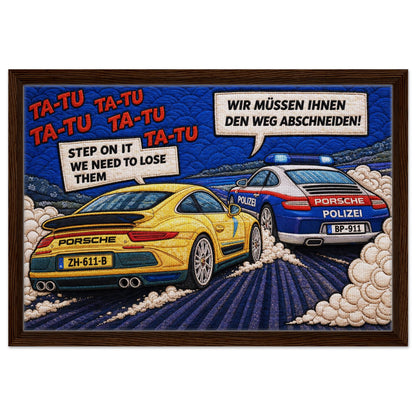 Autobahn Chase Framed Canvas Quilted-Style Pop-Art