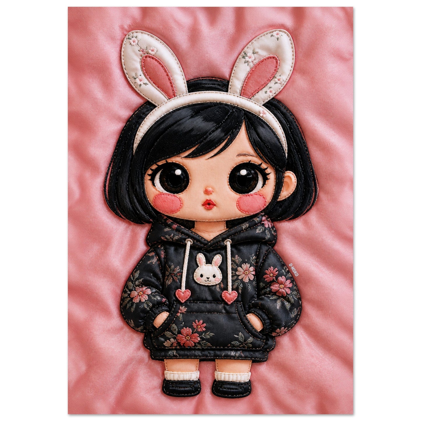 Bunny Bloom Museum Quality Matte Paper Poster Kawaii Quilted-Style