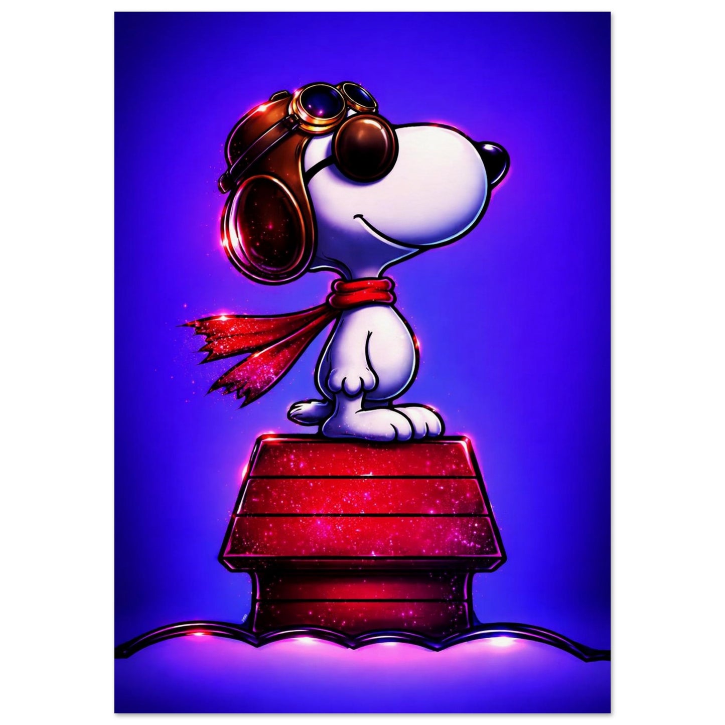 Aviator Dog Pop-Art Matte Paper Poster - Peanuts Flying Ace Style