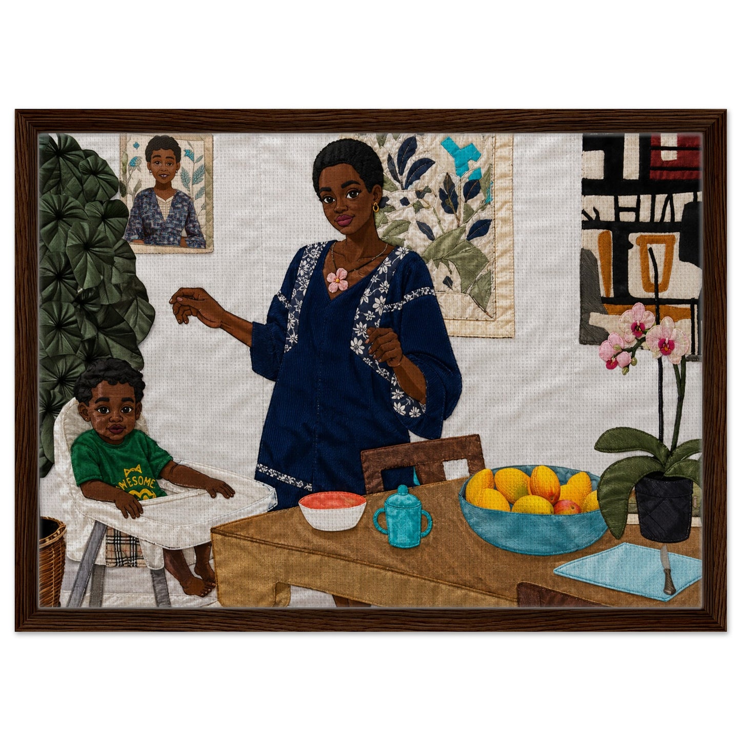 Mother’s Table Framed Canvas Quilt-Inspired - Bisa Butler Style