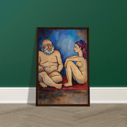 Blue Conversation Framed Canvas Expressionist-Figurative - Picasso Sty