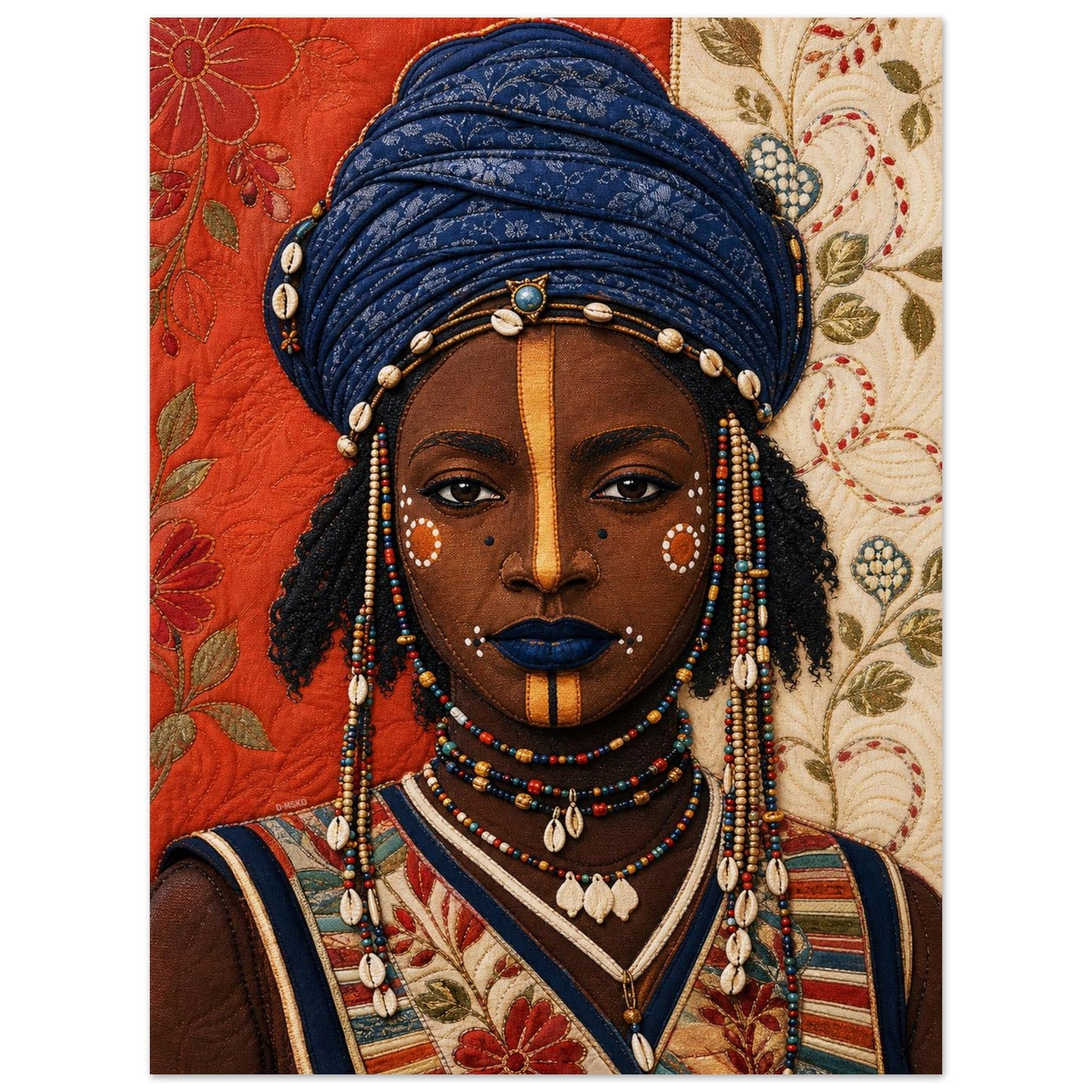 Wadaabe Woman Quilted-Style Matte Paper Poster - Bisa Butler Style