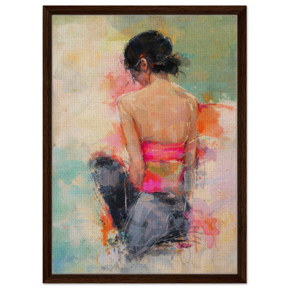 Soft Solitude Framed Canvas Pastel-Textured Impressionist-Figurative