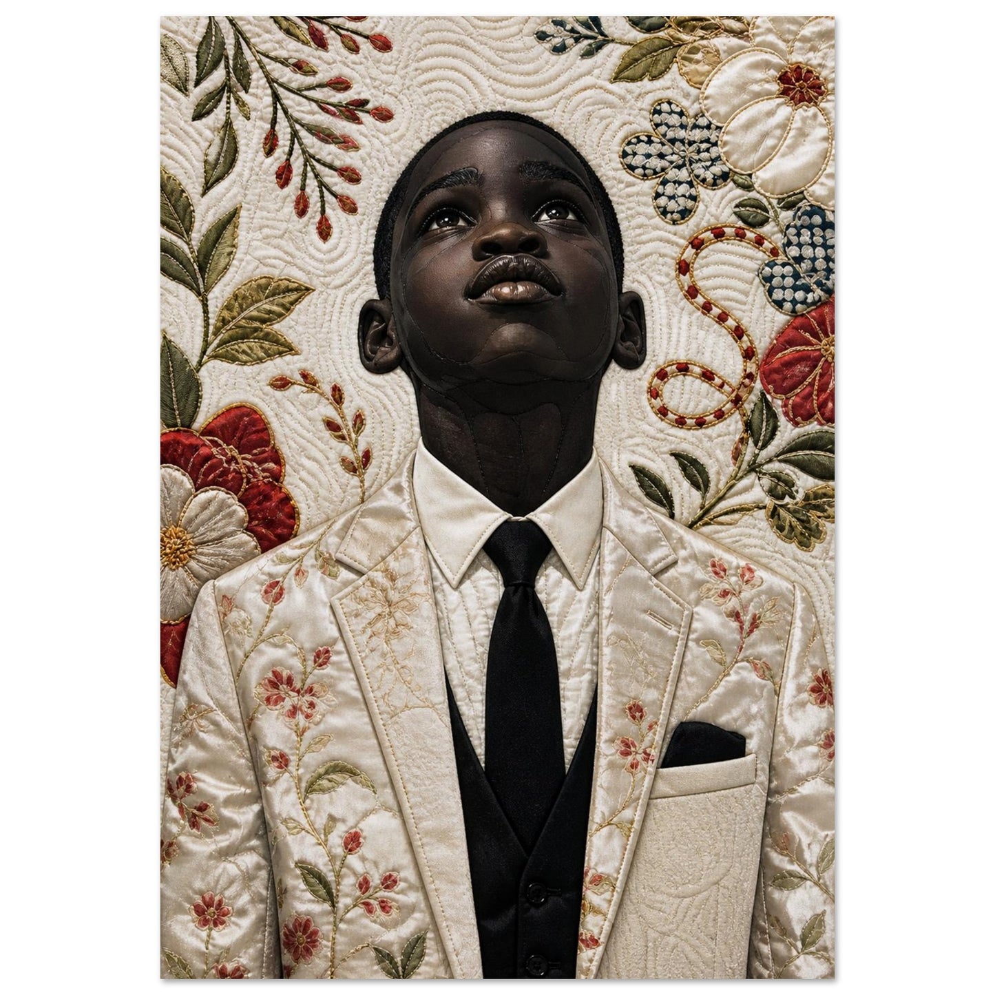 Titel Quilt-Inspired Textile-Collage Matte Paper Poster