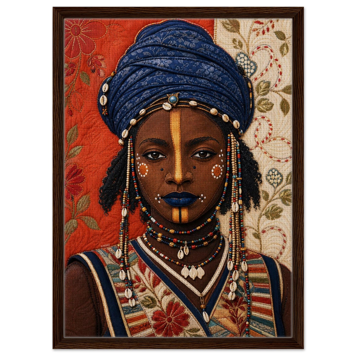 Wadaabe Woman Framed Canvas Quilt-Inspired - Bisa Butler Style