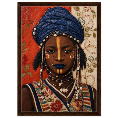 Wadaabe Woman Framed Canvas Quilt-Inspired - Bisa Butler Style