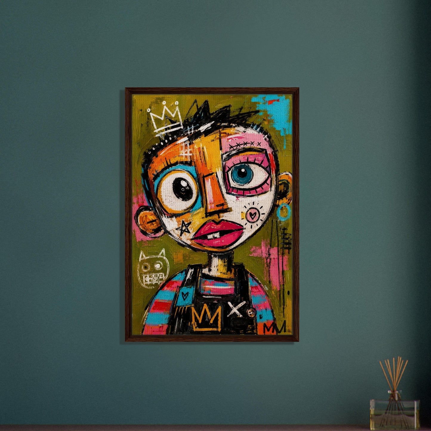 Crowned Rebel Child Framed Canvas Afrocentric Graffiti-Inspired