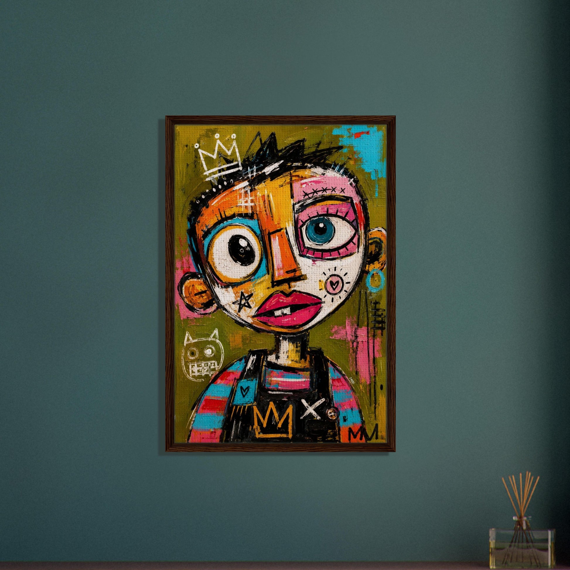 Crowned Rebel Child Framed Canvas Afrocentric Graffiti-Inspired