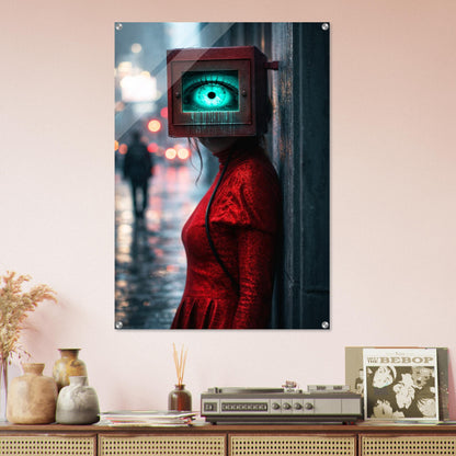 Neon Watcher Acrylic Print Cyberpunk-Surreal Photorealistic