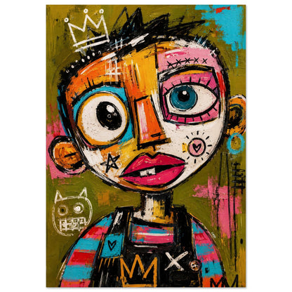 Crowned Rebel Child Street-Art Matte Paper Poster - Basquiat Style