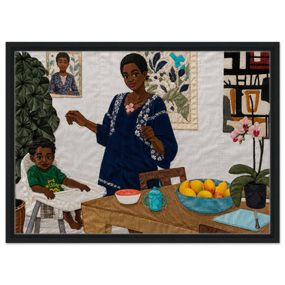Mother’s Table Framed Canvas Quilt-Inspired - Bisa Butler Style