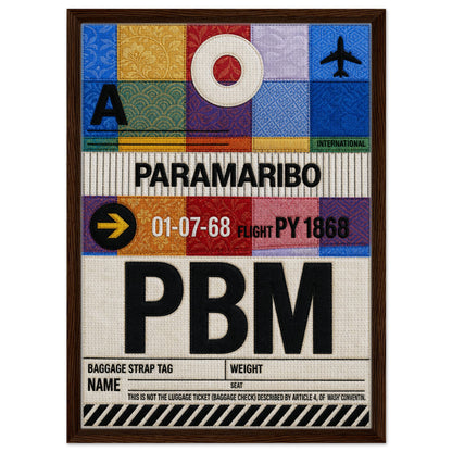 Paramaribo PBM Framed Canvas Quilted-Style Vintage-Travel