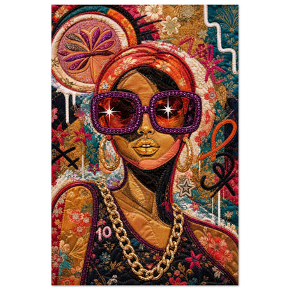 Golden Shades Quilt-Inspired Matte Paper Poster - Bisa Butler Style