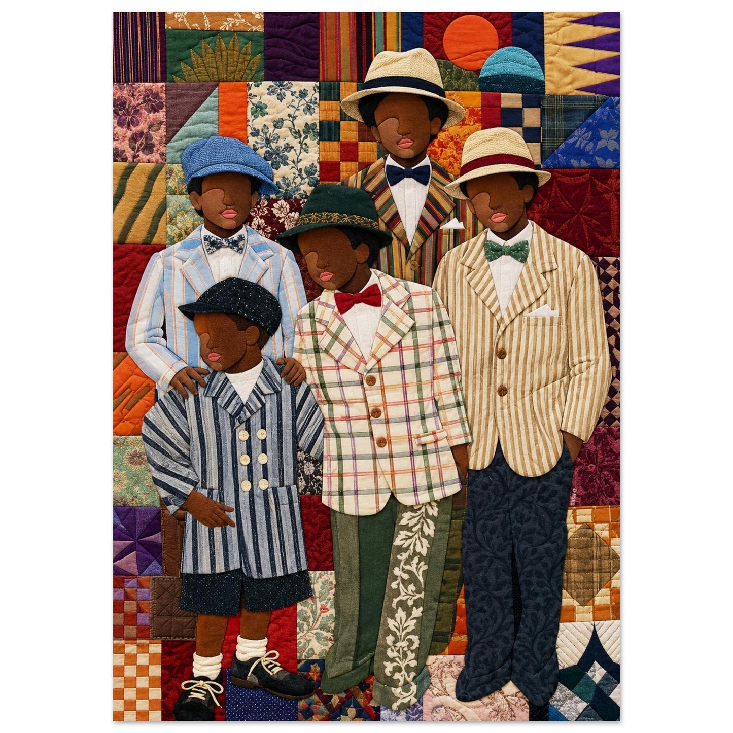 Dapper Brothers Patchwork Matte Paper Poster - Bisa Butler Style