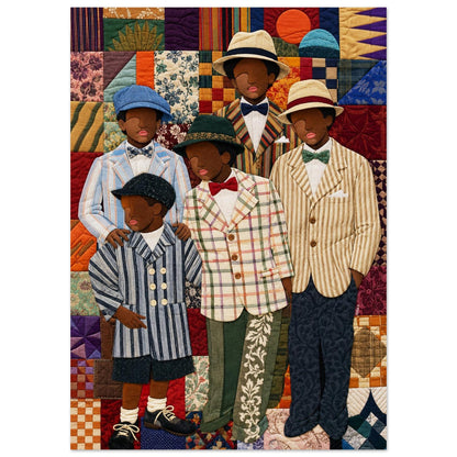 Dapper Brothers Patchwork Matte Paper Poster - Bisa Butler Style