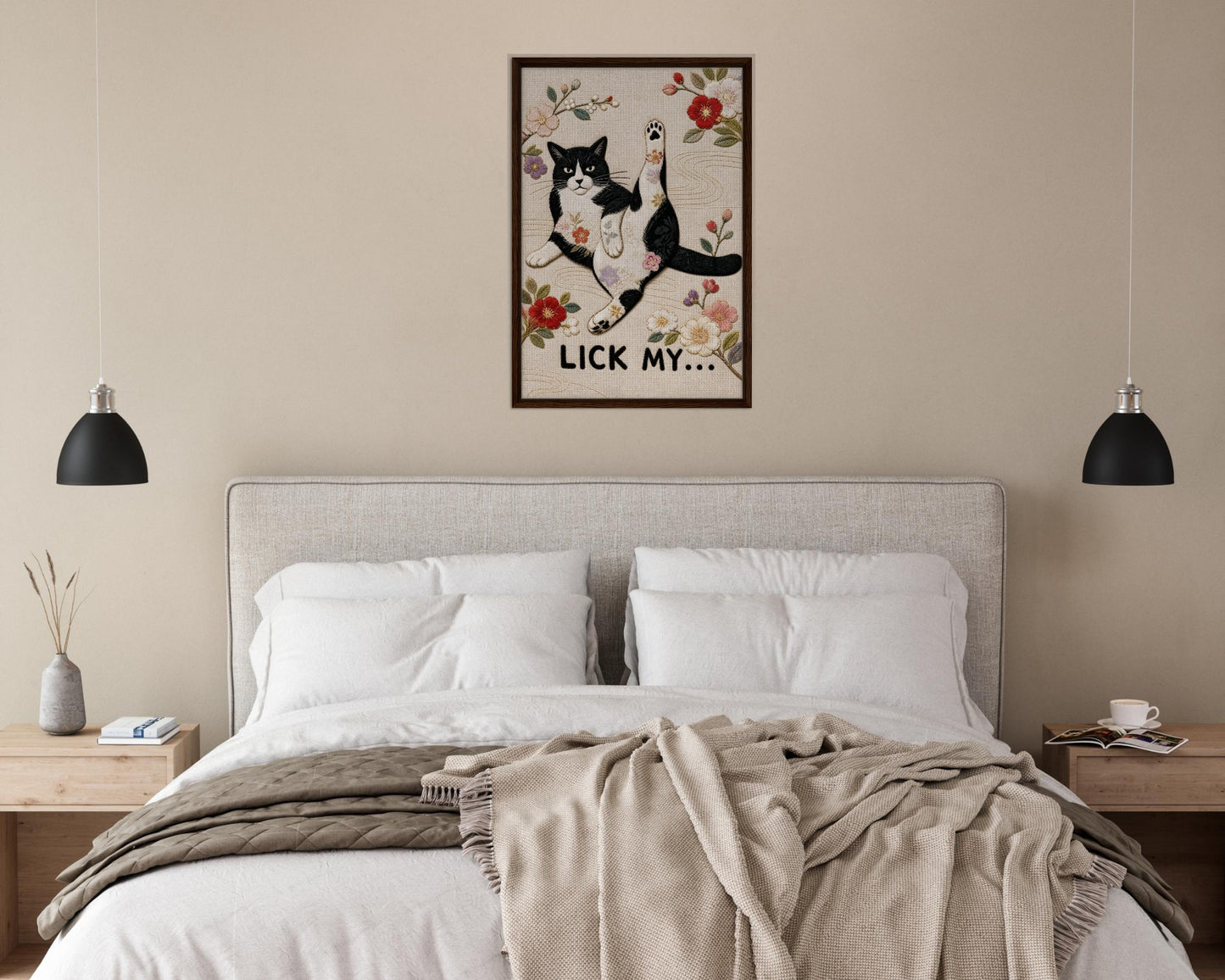 Lick My... Framed Canvas Embroidered-Style - Japanese Embroidery Style