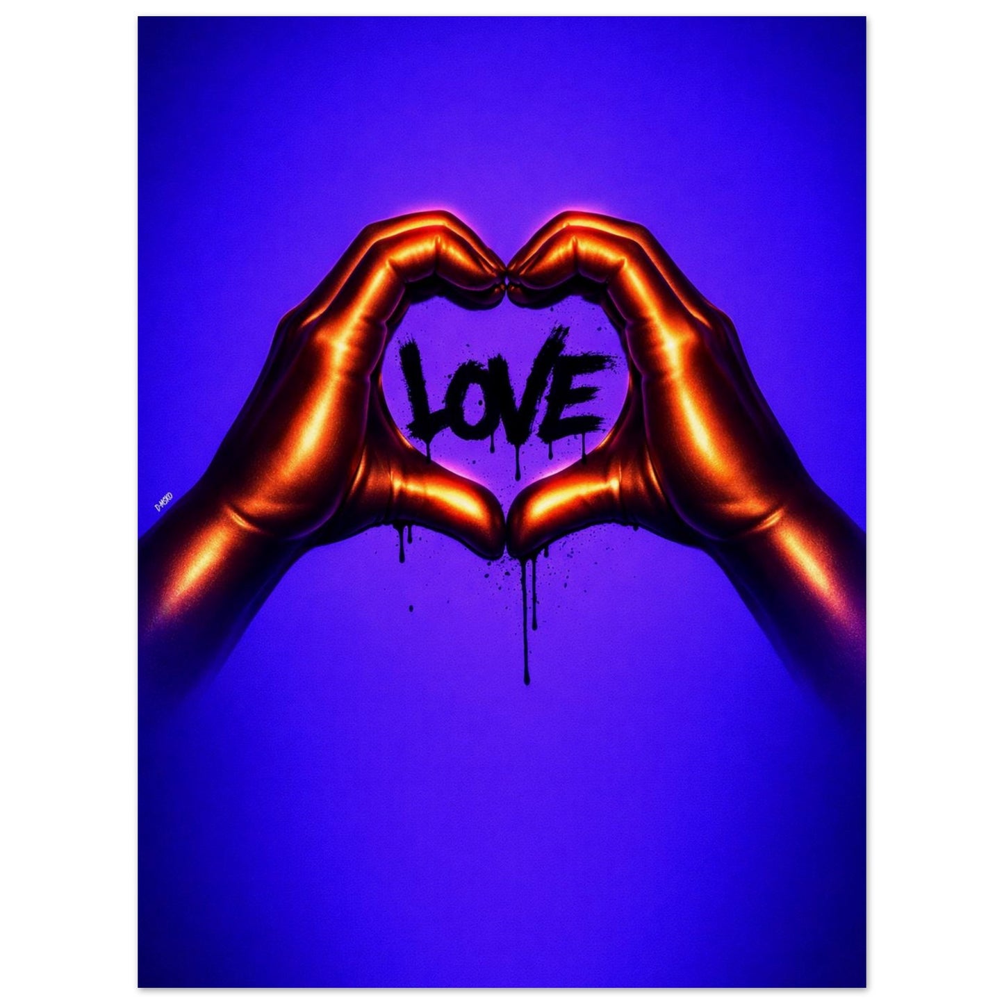 Black Love Hands Neon-Pop Museum-Quality Matte Paper Poster