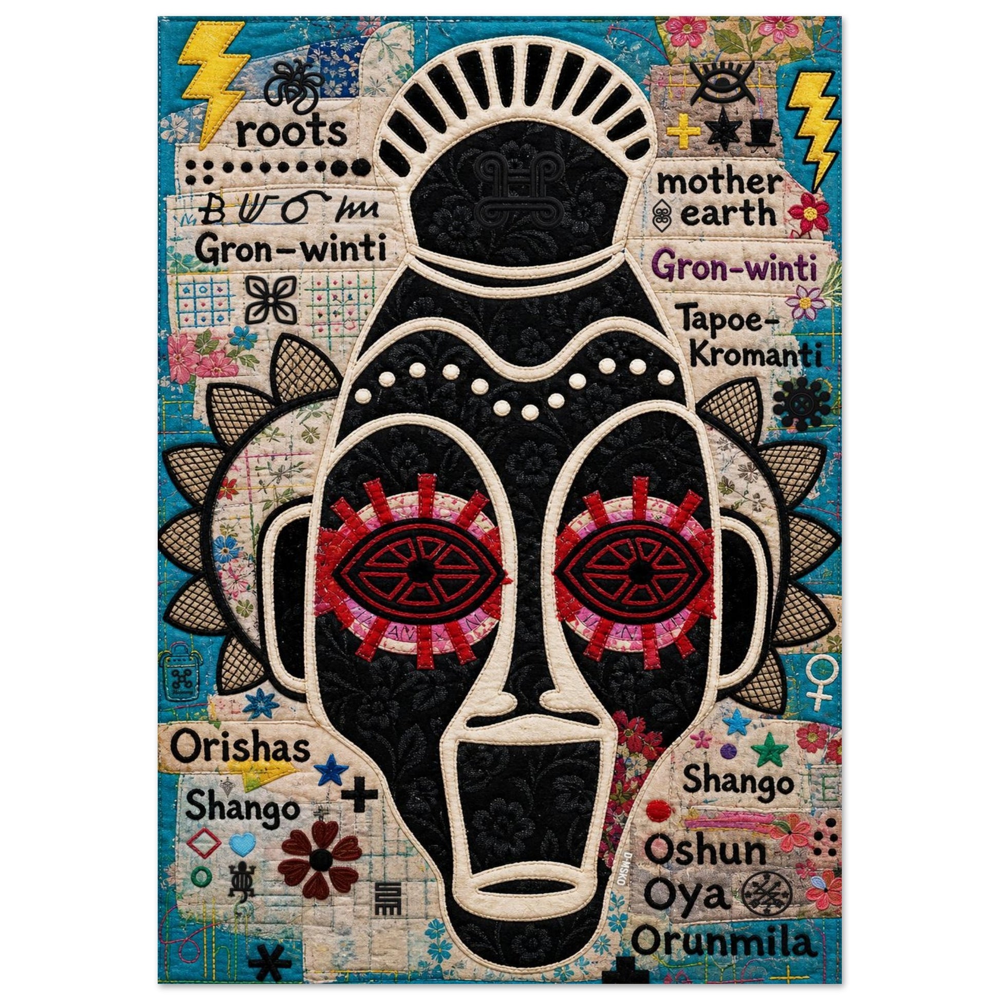 Ancestral Roots Mask Quilt-Inspired Matte Paper Poster