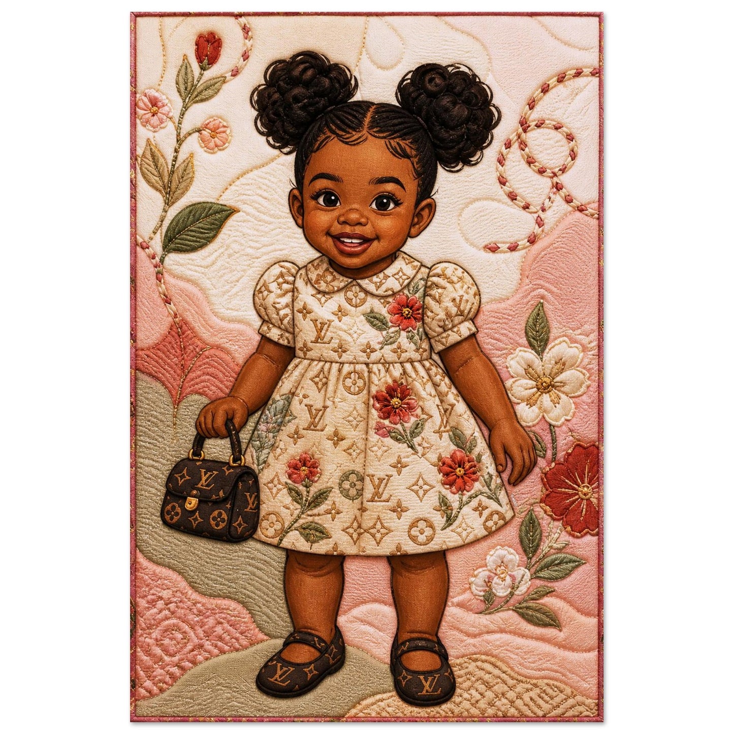 Little Luxe Black Girl Quilt-Inspired Matte Paper Poster - Bisa Butler