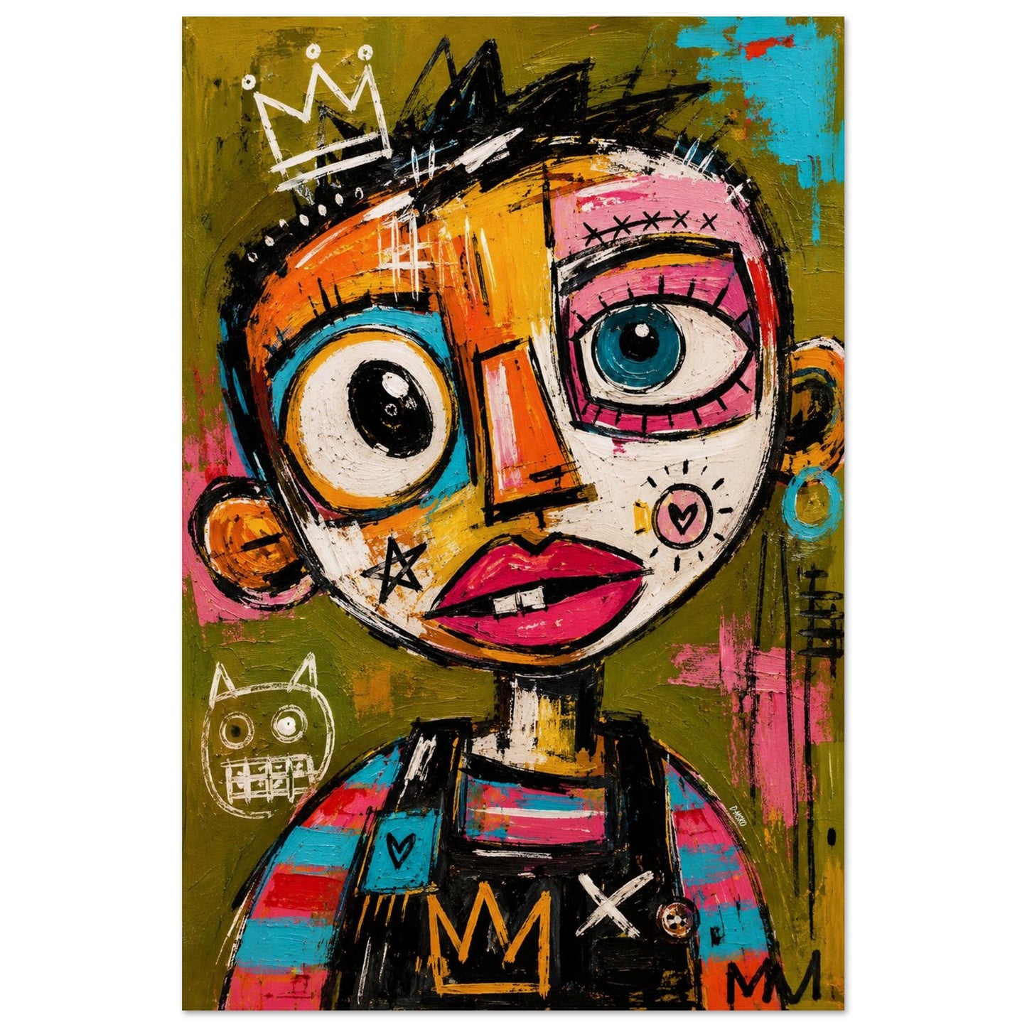 Crowned Rebel Child Street-Art Matte Paper Poster - Basquiat Style