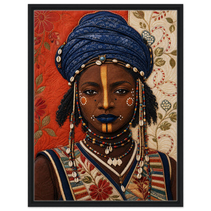 Wadaabe Woman Framed Canvas Quilt-Inspired - Bisa Butler Style