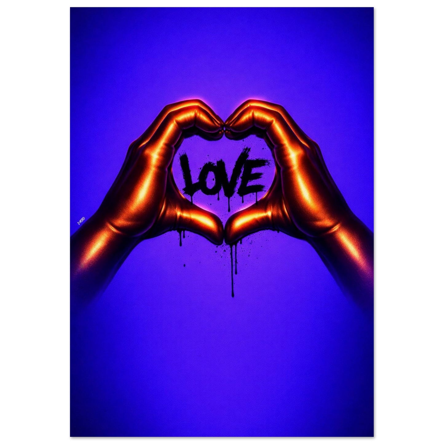 Black Love Hands Neon-Pop Museum-Quality Matte Paper Poster