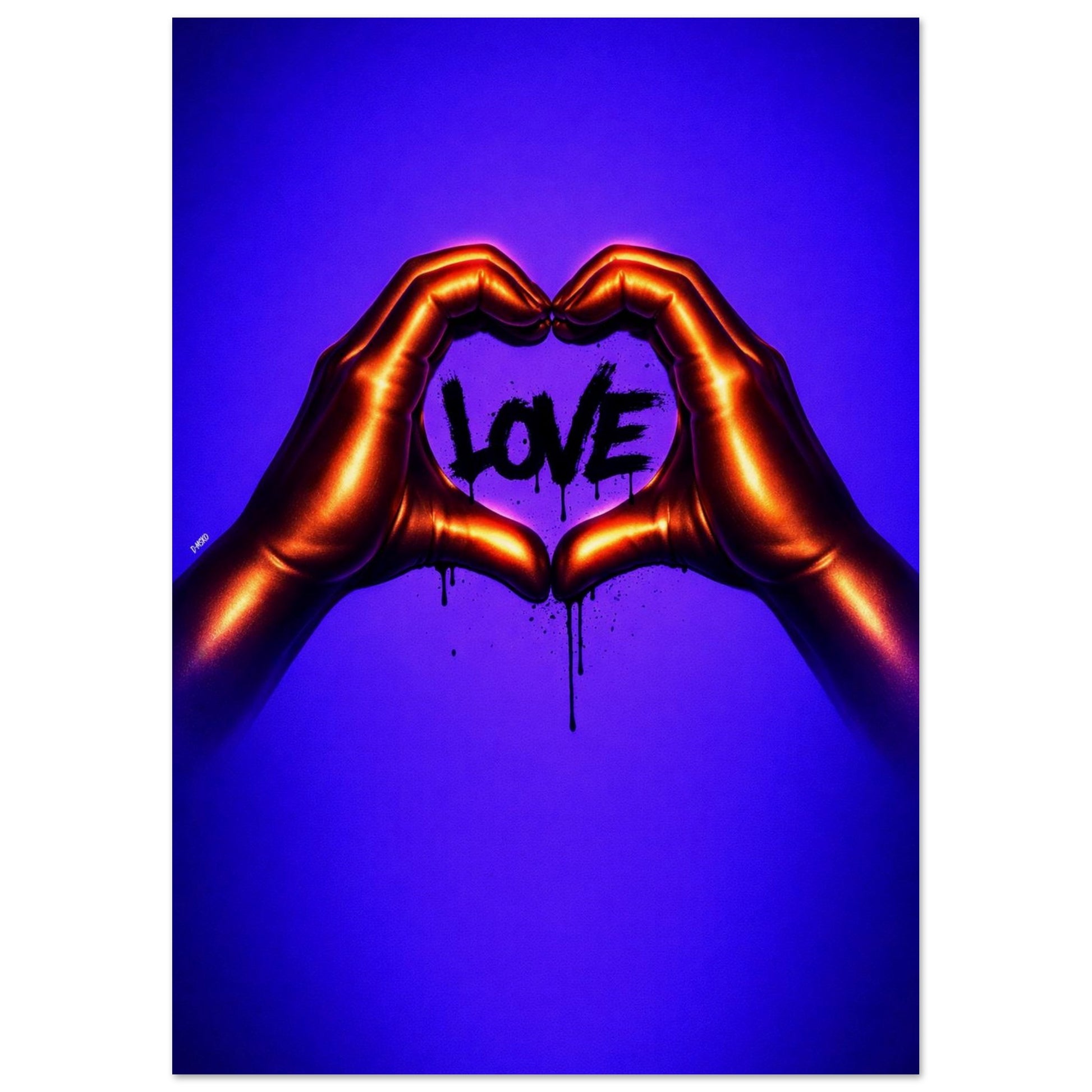 Black Love Hands Neon-Pop Museum-Quality Matte Paper Poster